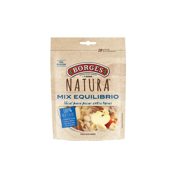 BORGES Cocktail de frutos secos crudos, ideales para picar entre horas BORGES NATURA 130 g. - 0.13 kg - Imagen del producto en Findit