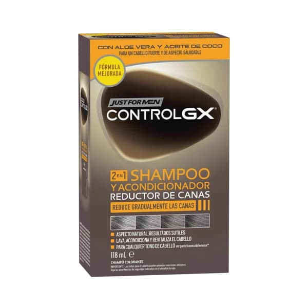 JUST FOR MEN Champú 2 en 1 (champú y acondicionador) reductor de canas JUST FOR MEN Control gx 118 ml. - 0.12 l - Imagen del producto en Findit