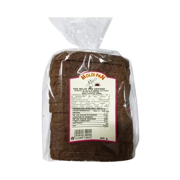 MOLDIPAN Pan de molde integral con centeno y corteza 400 g. - 0.4 kg - Imagen del producto en Findit