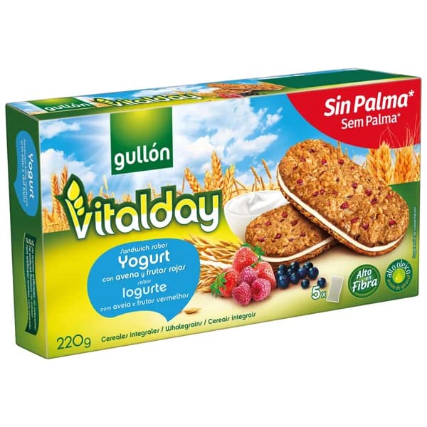 GULLÓN Galletas sándwich, sabor yogurt con avena y frutos rojos 220 g. - 0.22 kg - Imagen del producto en Findit