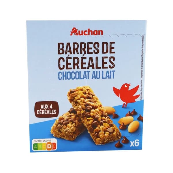 PRODUCTO ALCAMPO Cereales en barrita con chocolate PRODUCTO ALCAMPO barrita de 21 gr, pack de 6 uds. - 0.13 kg - Imagen del producto en Findit