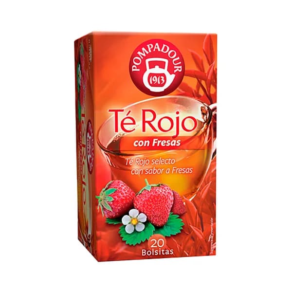 POMPADOUR Té rojo con sabor a fresas 20 uds. de 35 g, - 1 ud - Imagen del producto en Findit