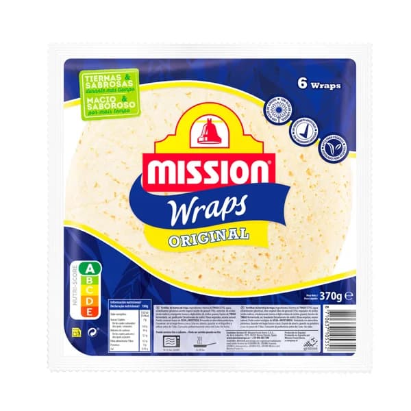 MISSION Tortilla de trigo especiales para hacer wraps 370 g. - 0.37 kg - Imagen del producto en Findit