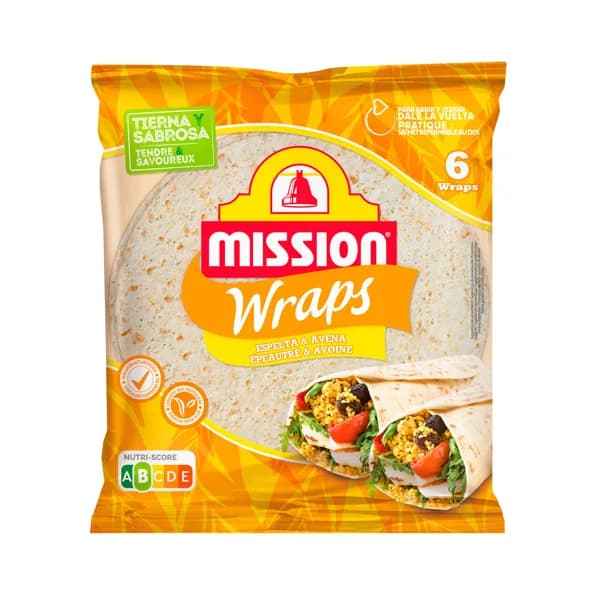 MISSION Tortillas de trigo con espelta y avena especiales para hacer wraps 370 g. - 0.37 kg - Imagen del producto en Findit