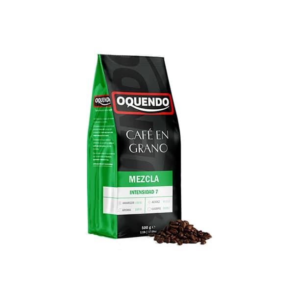 OQUENDO Café mezcla de tueste natural 70% y torrefacto 30% en grano I7, 500 g. - 0.5 kg - Imagen del producto en Findit
