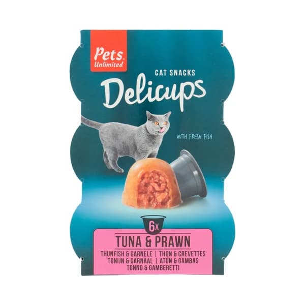 PETS UNLIMITED Delicups Snack de atún y gambas 6 uds. 22 g. - 0.13 kg - Imagen del producto en Findit