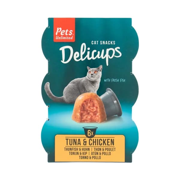 PETS UNLIMITED Delicups Snacks de atún y pollo 6 uds. 22 g. - 0.13 kg - Imagen del producto en Findit
