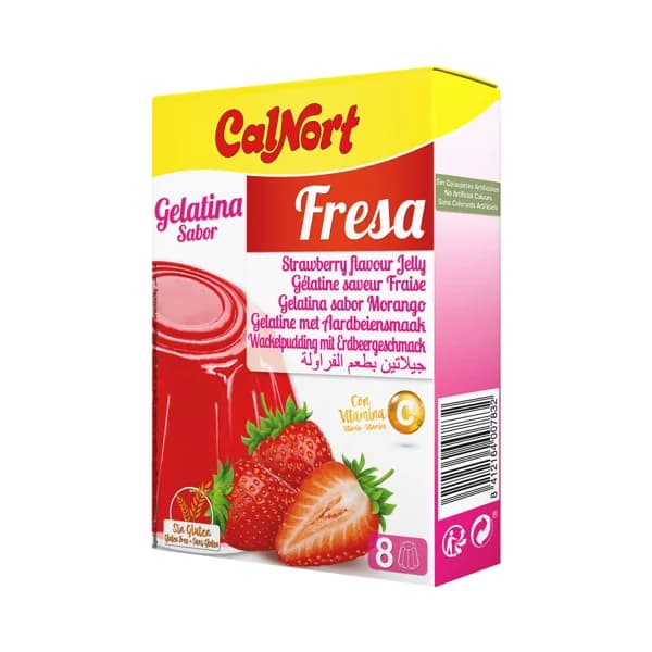 CALNORT Gelatina sabor fresa, sin gluten y con vitamina C 8 uds. - 0.17 kg - Imagen del producto en Findit