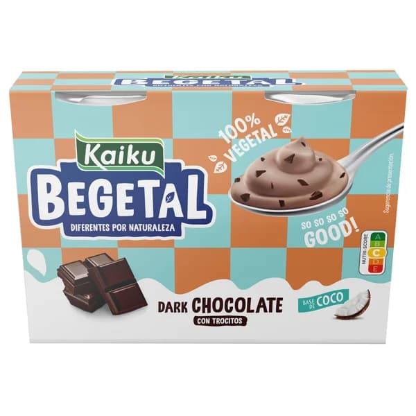 KAIKU Postre 100% vegetal a base de coco con trocitos de chocolate negro Begetal 4 x 80 g. - 0.32 kg - Imagen del producto en Findit