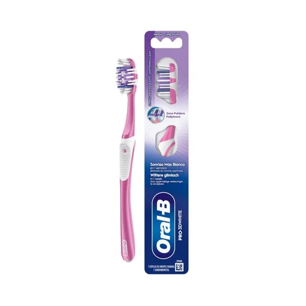 ORAL-B Pro 3d white Cepillo de dientes filamentos medios, para blanqueamiento y pulido. - 1 ud - Imagen del producto en Findit