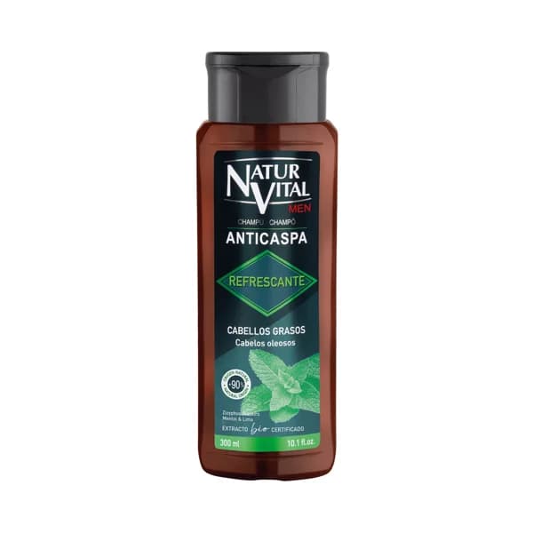 NATUR VITAL Champú anticaspa con extractos de mentol y lima bio, para cabellos grasos NATUR VITAL 300 ml. - 0.3 l - Imagen del producto en Findit