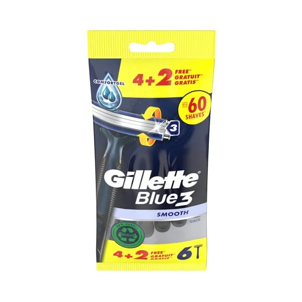 GILLETTE Blue 3 smooth Maquinilla de afeitar desechable con cabezal pivotante de 3 hojas 6 uds. - 1 ud - Imagen del producto en Findit