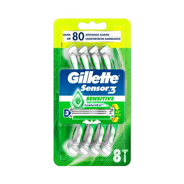 GILLETTE Sensor 3 sensitive Maquinilla de afeitar desechable con cabezal pivotante de 3 horas 8 uds. - 1 ud - Imagen del producto en Findit