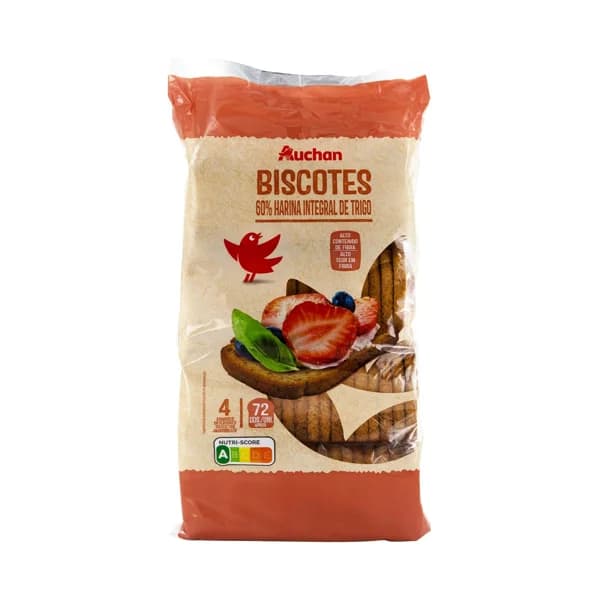 PRODUCTO ALCAMPO Biscotes con 60% harina integral de trigo 72 uds. - 0.54 kg - Imagen del producto en Findit