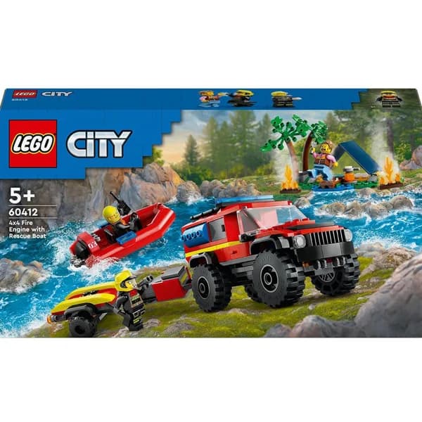 LEGO City camión de bomberos 4x4 con barco de rescate, 301, +5 años. piezas, - 1 ud - Imagen del producto en Findit