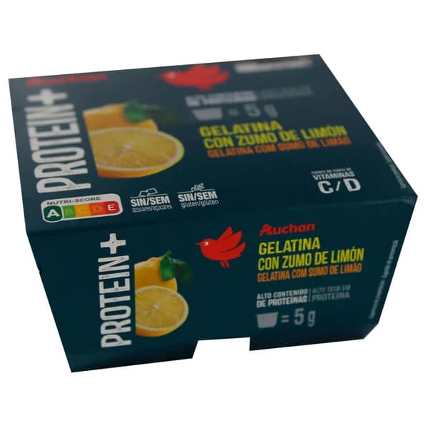 AUCHAN Gelatina de zumo de limón con alto contenido en proteínas 4 x 100 g Producto Alcampo. - 0.4 kg - Imagen del producto en Findit