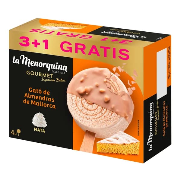 LA MENORQUINA Gourmet inspiración balear Bombón de nata y gató de almendras de Mallorca 3 x 75 ml. - 0.23 l - Imagen del producto en Findit