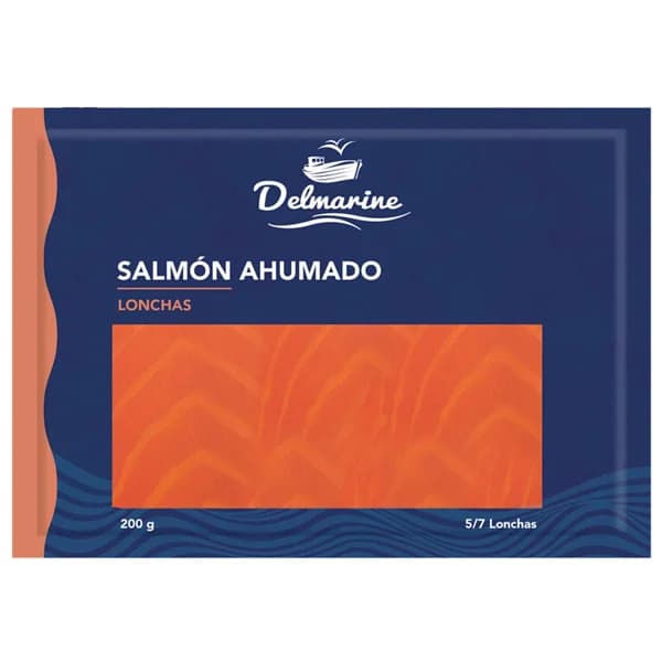 DELMARINE Salmon ahumado en 5/7 lonchas 200 g. - 0.2 kg - Imagen del producto en Findit