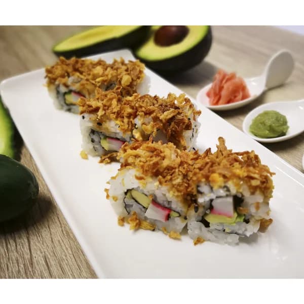 SUSHI GOURMET Plato preparado de sushi con surimi y cebolla crujiente SUSHI GOURMET 3 uds. - 0.21 kg - Imagen del producto en Findit