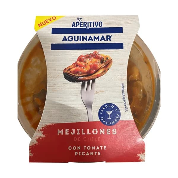 AGUINAMAR Mejillones con tomate picante 120 g. - 0.12 kg - Imagen del producto en Findit