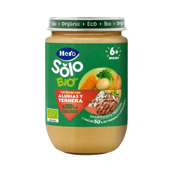 HERO Solo bio Tarrito de verduras con alubias y ternera, 100% ecológico, a paritr de 6 meses 190 g. - 0.19 kg - Imagen del producto en Findit