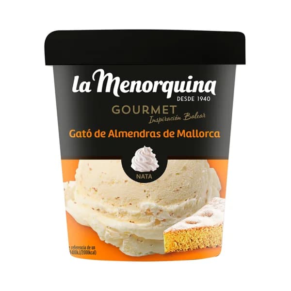LA MENORQUINA Gourmet inspiración balear tarrina de helado de nata y gató de almendras de Mallorca 450 ml. - 0.45 l - Imagen del producto en Findit