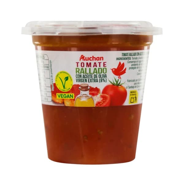 AUCHAN Tomate rallado con aceite de oliva virgen extra (8%) 230 g Producto Alcampo. - 0.23 kg - Imagen del producto en Findit