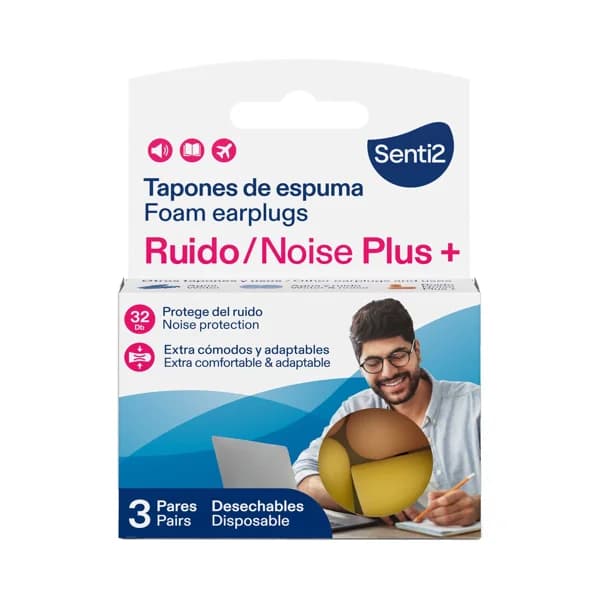 SENTI2 Tapones desechables de espuma, protectores del ruido 6 uds. - 1 ud - Imagen del producto en Findit