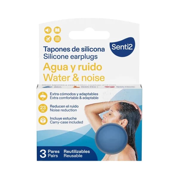 SENTI2 Tapones reutilizables de silicona, para protección frente al agua y al ruido 6 uds. - 1 ud - Imagen del producto en Findit