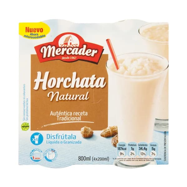 MERCADER Horchata natural granizada MERCADER 4 x 200 ml. - 0.76 l - Imagen del producto en Findit