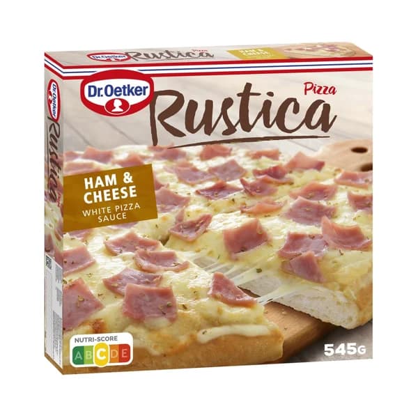 DR. OETKER Rustica Pizza de masa gruesa con jamón cocido, salsa blanca, Emmental y Gouda 545 gg. - 0.56 kg - Imagen del producto en Findit