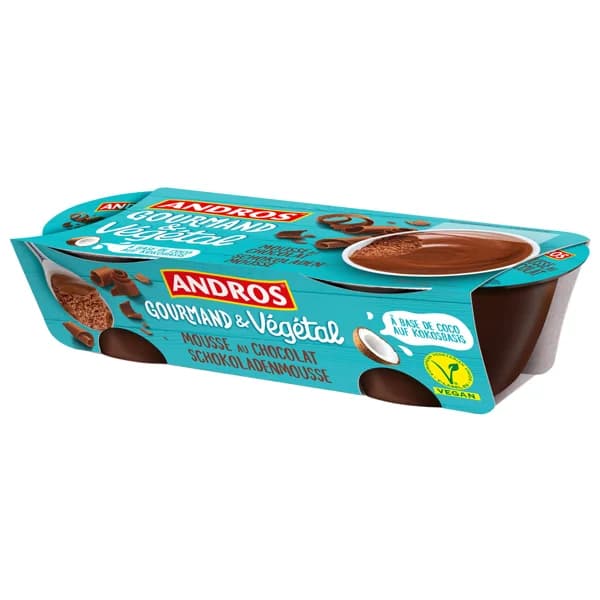 ANDROS Especialidad vegetal a base de coco con chocolate Gourmand & vegetal 2 x 55 g. - 0.11 kg - Imagen del producto en Findit