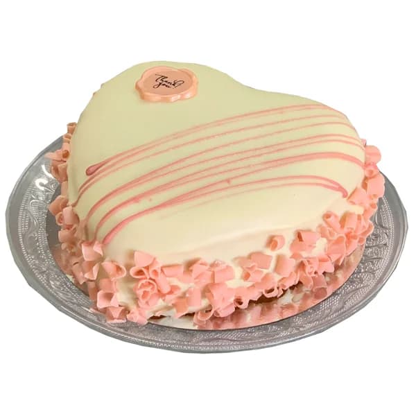 Tarta de chocolate blanco y frambuesa con forma de corazón 475 g. - 0.48 kg - Imagen del producto en Findit