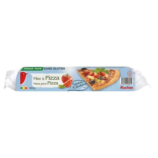 AUCHAN Masa para hacer pizzas, elaborada sin gluten 260 g. Producto Alcampo - 0.26 kg - Imagen del producto en Findit