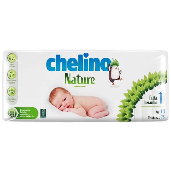 CHELINO Nature Pañales talla 1 para bebés recién nacidos (1-3 kg) 28 uds. - 1 ud - Imagen del producto en Findit