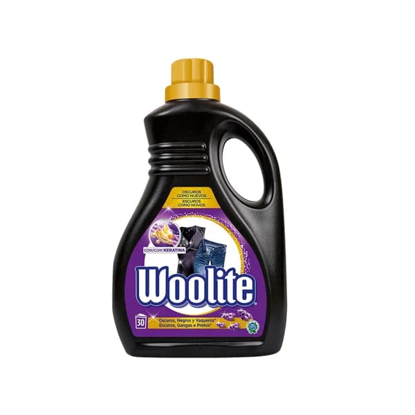 WOOLITE Detergente líquido, especial prendas oscuras, negras y vaqueros 30 lav.1,65 l. - 1 ud - Imagen del producto en Findit