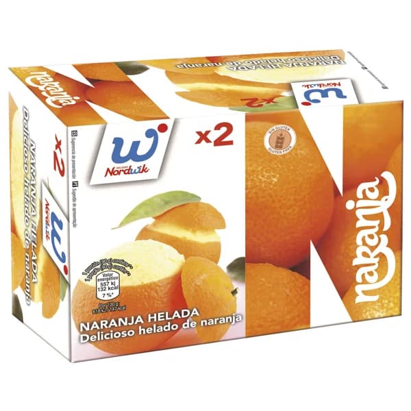 NORDWIK Naranja rellena de delicioso helado con sabor a naranja 2 x 140 ml. - 0.18 kg - Imagen del producto en Findit