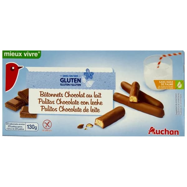 PRODUCTO ALCAMPO Palitos de chocolate con leche 130 g. - 0.13 kg - Imagen del producto en Findit