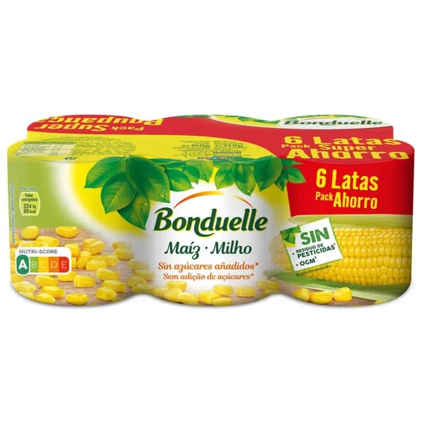 BONDUELLE Maíz dulce sin azúcares añadidos pack 6 uds. x 140 g. - 0.84 kg - Imagen del producto en Findit