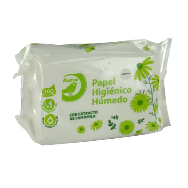 PRODUCTO ECONÓMICO ALCAMPO Papel higiénico húmedo con extracto de camomila 100 uds. - 1 ud - Imagen del producto en Findit