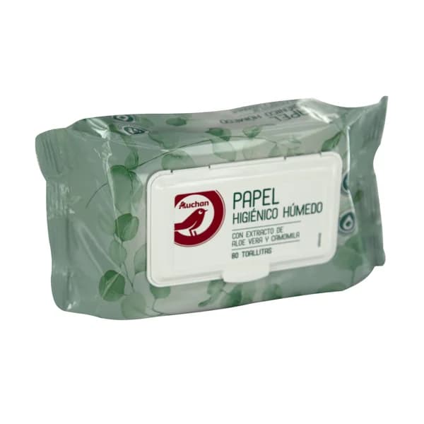 PRODUCTO ALCAMPO Papel higiénico húmedo con extracto de aloe vera y camomila 80 uds. - 1 ud - Imagen del producto en Findit
