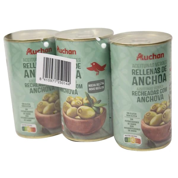 PRODUCTO ALCAMPO Aceitunas rellenas de anchoa PRODUCTO ALCAMPO pack 3 uds. x 150 g. - 0.45 kg - Imagen del producto en Findit