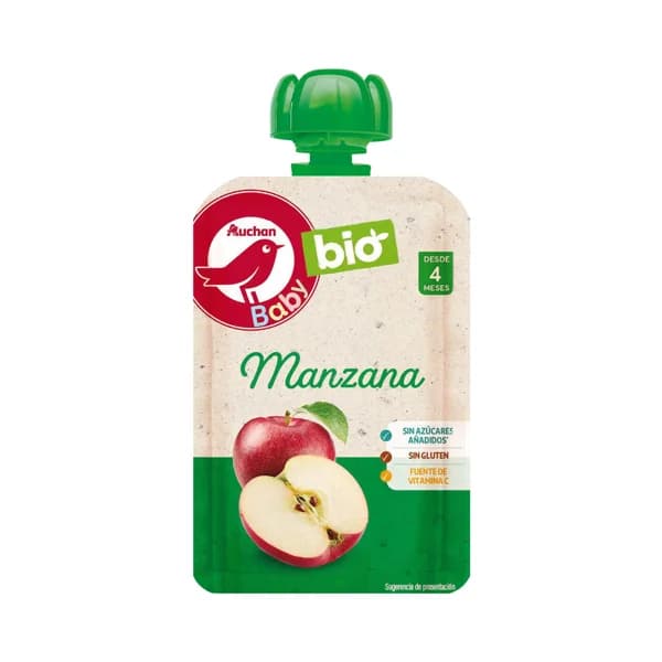 ALCAMPO BABY ECOLÓGICO Bolsita de puré de manzana ecológica, a partir de 4 meses ALCAMPO BABY ECOLÓGICO 100 g. - 0.1 kg - Imagen del producto en Findit