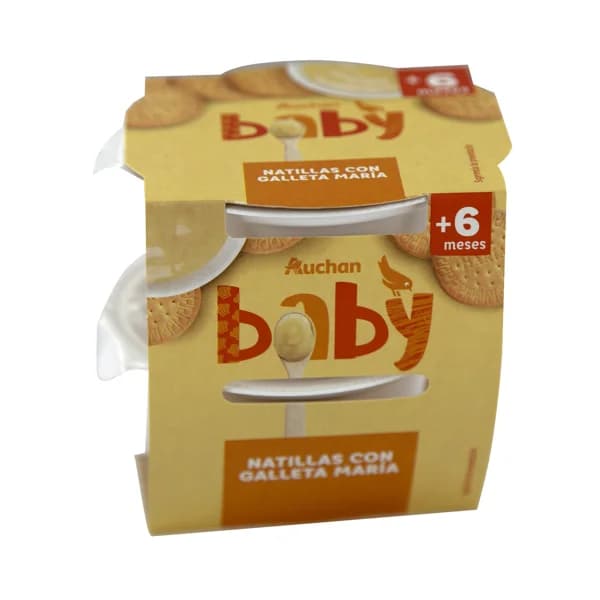 ALCAMPO BABY Postre lácteo infantil con leche y galleta maria, a partir de 6 meses 2 x 100 g. - 0.2 kg - Imagen del producto en Findit