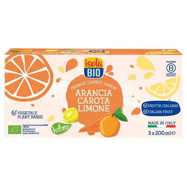 ISOLA Bio Zumos Bio de sabor naranja, zanahoria y limón, 3 uds, 200 ml. - 0.6 l - Imagen del producto en Findit