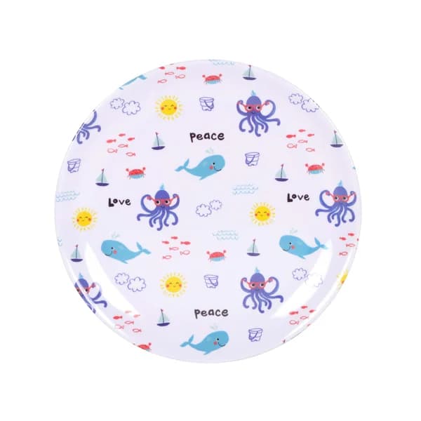 Plato llano estampado fabricado en melamina, 25 cm, Happy TABERSEO. - 1 ud - Imagen del producto en Findit