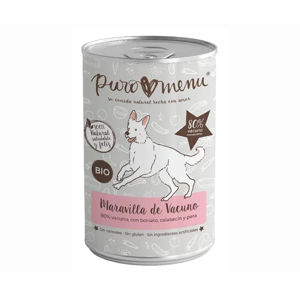 PUROMENU Maravilla de vacuno alimento de perros húmedo en lata bio 400 g. - 0.4 kg - Imagen del producto en Findit