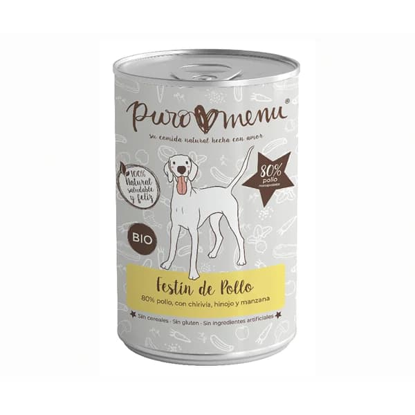 PUROMENU Festín de pollo alimento de perros húmedo en lata bio 400 g. - 0.4 kg - Imagen del producto en Findit