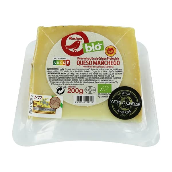 ALCAMPO ECOLÓGICO Queso de oveja curado D.O.P Manchego ecológico 200 g. - 0.2 kg - Imagen del producto en Findit