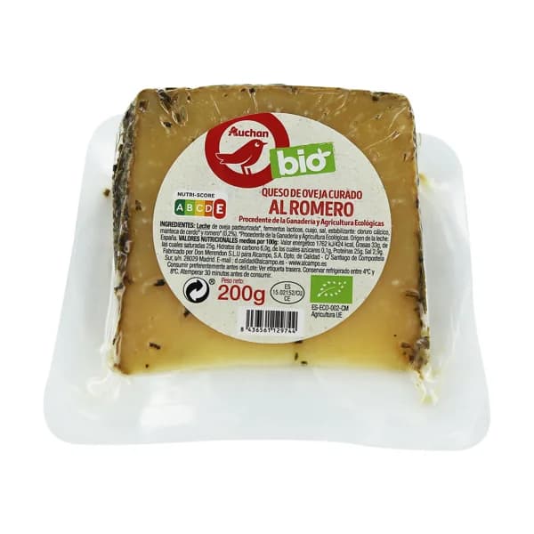 ALCAMPO ECOLÓGICO Queso de oveja curado al romero ecológico ALCAMPO ECOLÓGICO 200 g. - 0.2 kg - Imagen del producto en Findit